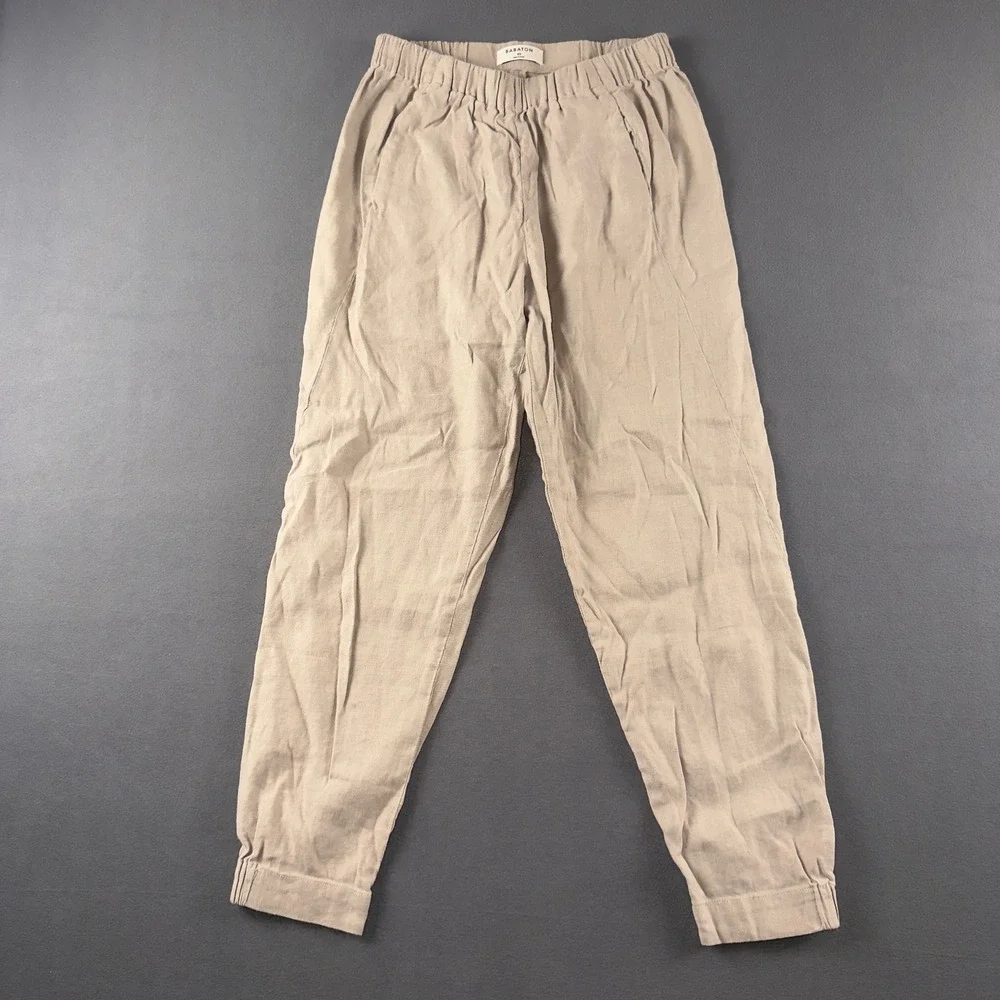 Babaton Womens Beige Linen Blend Elastic Waist Jogger Pants XS CLN1-6441-29